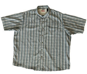 Wrangler Mens Premium Quality Button Down Shirt Plaid Wrinkle Resistant Size 3XL
